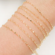 14k Solid Yellow Gold Diamond Cut Oval Cable Chain